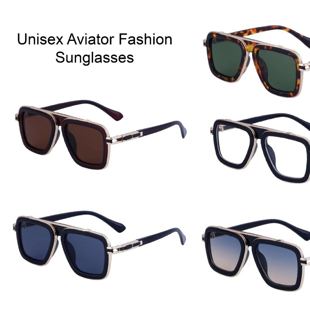 Unisex SUNGLASSES DESIGNER Aviator RETRO GOLD FRAME SHADESFASHION HIP HOP w/CASE